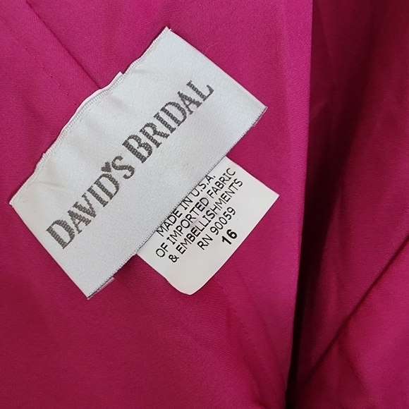NWT David's Bridal Pink Fuchsia Halter A Line Dress Plus Size 16 - Picture 12 of 14